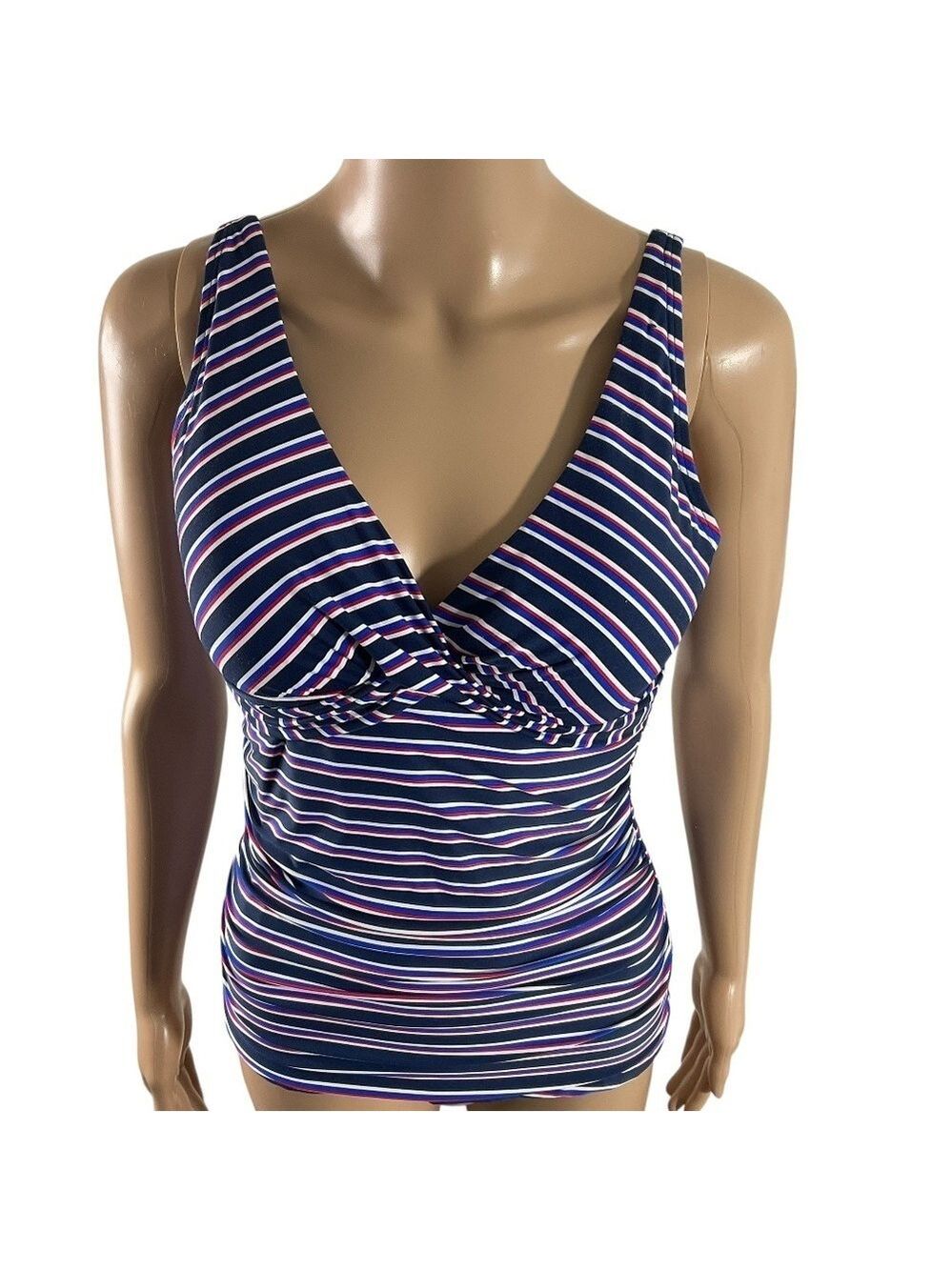 Nip Tuck Swim Tankini Top Multi-Fit Cup Striped Size 8